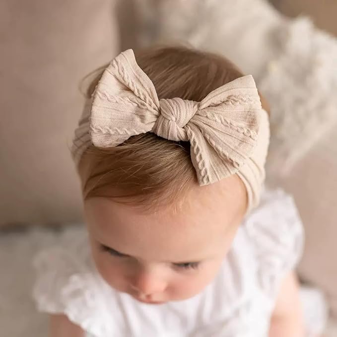 ALinmo 12PCS Baby Nylon Headbands Hairbands Hair Bow Elastics for Baby Girls Newborn Infant Toddlers Kids Colorful