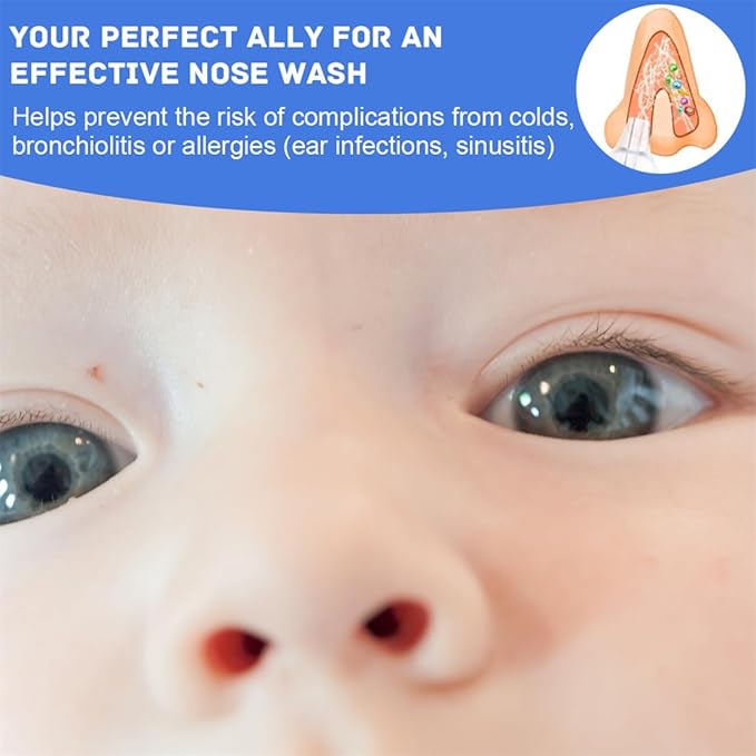 Nasal Irrigator for Baby Portable Infant Nose Cleaner Rinsing Device with Cleanable Reusable Silicone Nasal Suction Tips Nasal Hygiene 2Pcs
