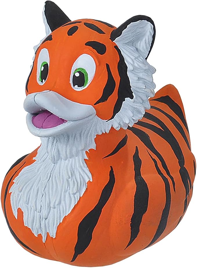Wild Republic Rubber Ducks, Bath Toys, Kids Gifts, Pool Toys, Water Toys, Tiger, 4"