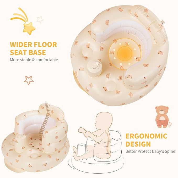 Inflatable Baby Seat - Blow Up Baby Chair Seats for Infants for Sitting Up 3 Months and Up, Inflatable Portable Sit Up Chair for Home, Floor, Travel