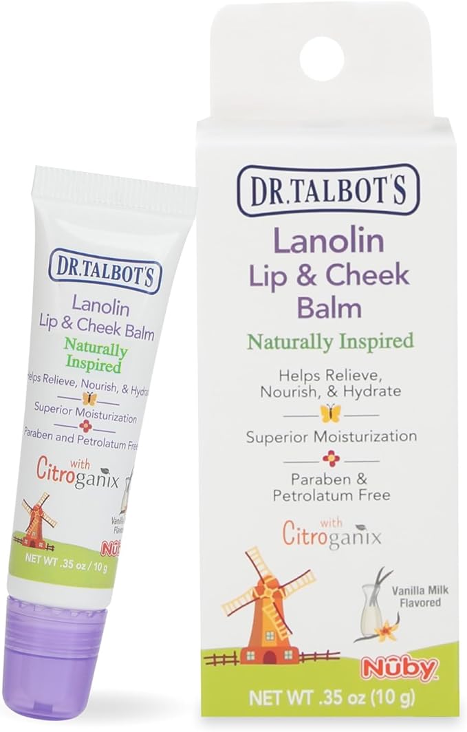 Dr. Talbot's Lanolin Lip & Cheek Balm for Baby, Naturally Inspired with Citroganix, Vanilla Milk Flavor, 4 Pack