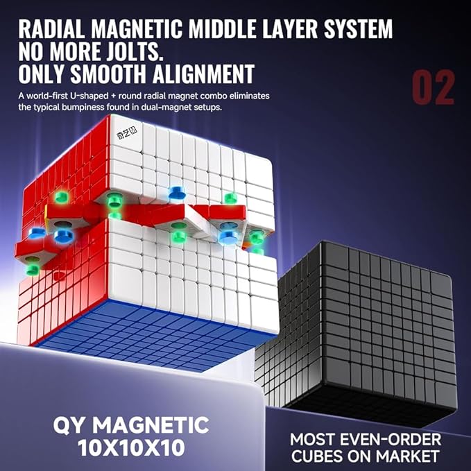 Bukefuno QY Magnetic 10x10 Speed Cube 72MM Magic Stickerless 10 M Education Toys Puzzle Cube 2025 QY 10x10x10 Professional Magnetic Cube