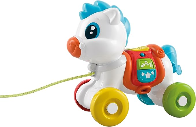 Clementoni - Baby Pony Sempre con Me Interactive Towing, Animal to Pull, Game for Motorability, First Steps, Learning to Walk, Children 6 Months-Made in Italy, Italian Colour, 17776
