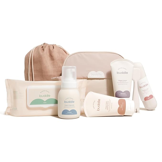Buddle Diaper Rash, 6-Piece Kit, 40% Zinc Oxide Ointment, Diaper Cream, Foam Cleanser, Wipes, Paddle Pal Silicone Spatula & Bag