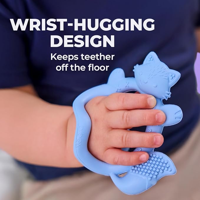 b.Box + Lansinoh Wrist Baby Teether 3m+ | Food-Grade Silicone Teething Toy for Infants | Bracelet-Design for Fewer Drops, Encourages Sensory Exploration, BPA-Free, Dishwasher Safe | Blush