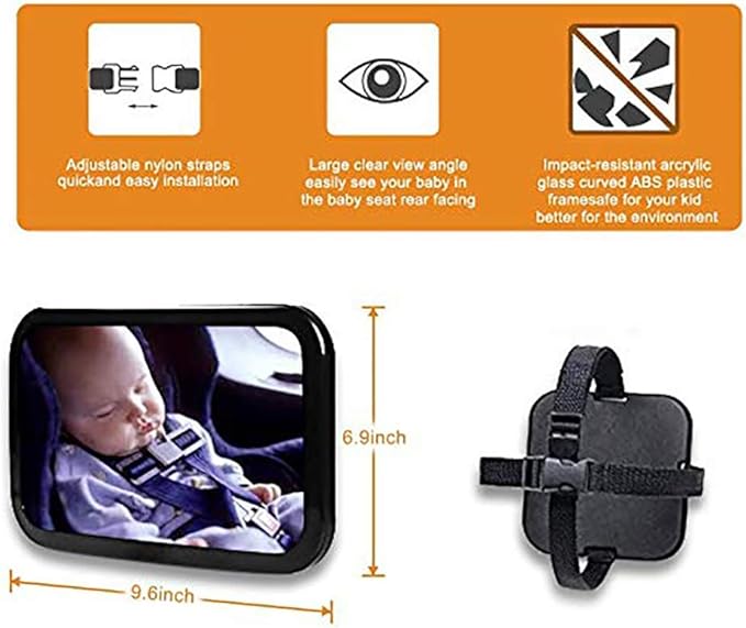 Baby Car Mirror, Safety Car Seat Mirror for Rear Facing Infant with Wide Crystal Clear View, for Newborns and Young Children, Crash Tested and Certified for Safety