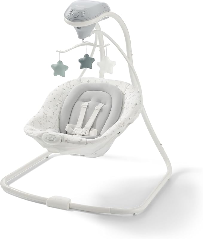 Graco Simple Sway Portable Baby Swing for Infants, Newborn Swing with 15 Songs and Sounds, Great Gift for New Parents, Baby Registry Must Have