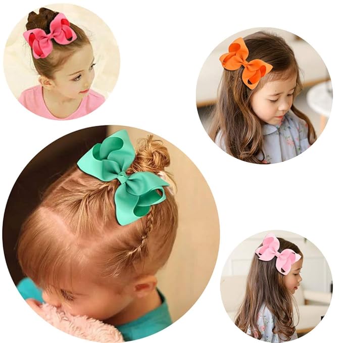 Oaoleer Hair Bows, 30 Colors 4 Inch Grosgrain Ribbon Bows Alligator Clips Hair Barrettes Hair Accessories for Girls Toddler Infants Kids Teens Children