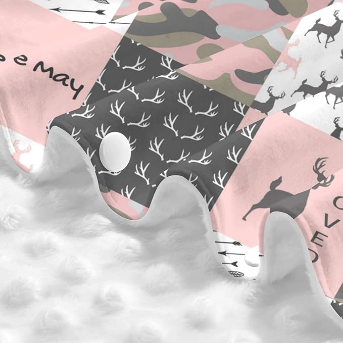 Personalized Pink Woodland Deer Baby Infant Car Seats Canopy for Babies with Name, Custom Multi-use Blankets for Baby Girls, Peekaboo Minky Nursing Breastfeeding Stroller Cover Canopies for Newborn