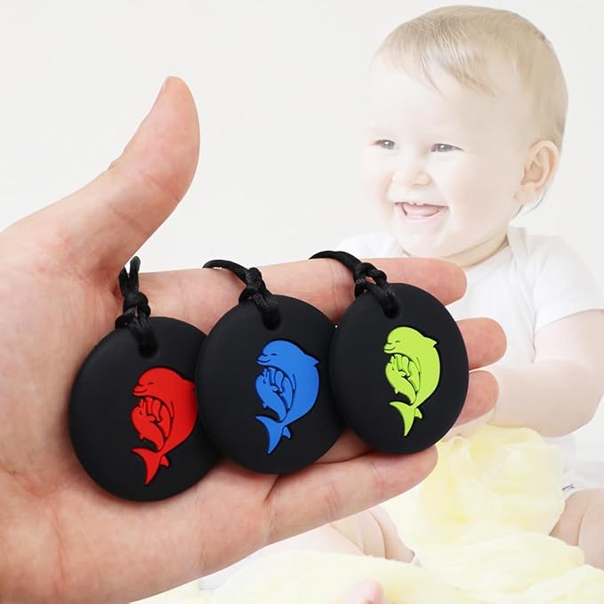 Chew Necklaces for Sensory Kids 6 Pack, Silicone Chew Necklace Sensory Toys for Kids with Autism, Anxiety, ADHD, Sensory Chew Toys for Boys Girls Children Chewing Fidgeting