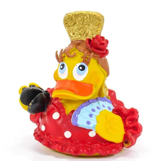 Flemeca Spanish Dancer Rubber Duck Bath Toy | All Natural, Organic, Eco Friendly, Squeaker | Imported from Barcelona, Spain