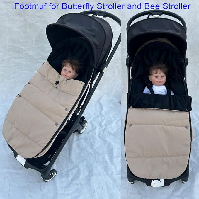 universal Stroller accessories winter footmuff compatible with Bugaboo Butterfly stroller, warm socks for Bugaboo Bee stroller, rainproof fabric (Camel color)