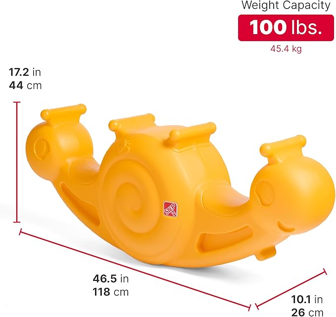 Step2 Seesaw Snail Kids Teeter Totter, Indoor/Outdoor Rocking Rider Toy, Fits 2 Toddlers, Ages 18 Months–3 Years, Mango