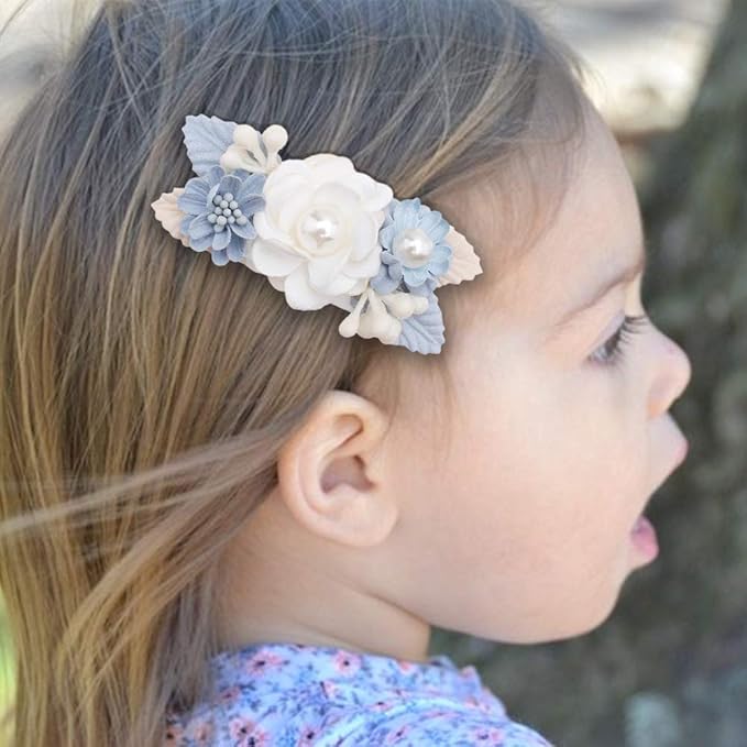 Flower Hair Clips Set-Cherrboll 3pcs Floral Hair Bow Accessories for Baby Girl Toddles Teen Gifts