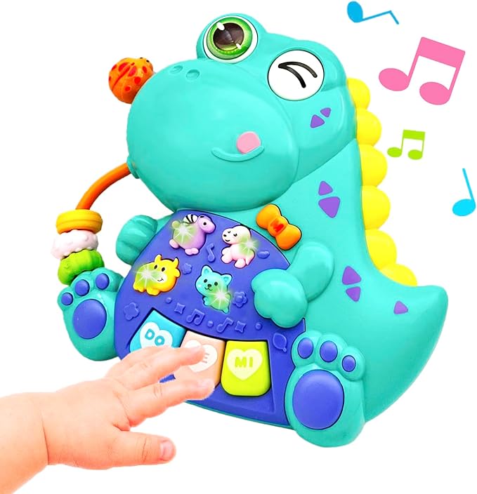 Baby Musical Toys for 1 Year Old Boy Girl, Light Up Music Developmental Learning Toy for Toddlers , Tummy Time Toy12 - 18 Months, Baby Birthday Gift (Dinosaur)