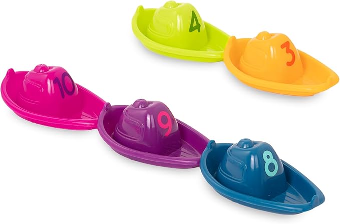 Battat – 10 Stackin' Bath Boats – Numbered & Stackable Bathtime – Floating Toys for The Bath, Pool, Beach – Educational Toys – 6+ Months