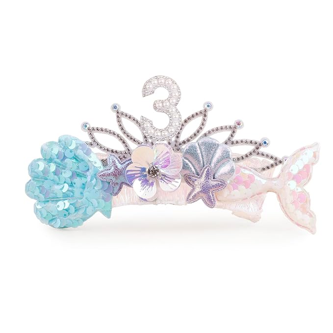 cherrboll Baby Girl Birthday Crown Floral Headband, Soft Flower Head Wrap Tiara Hairband for 1-3 Years Old Toddlers Kids 3rd Birthday Party Dress Photo Decoration