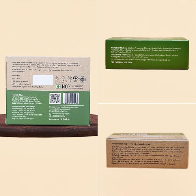 Natural Soap for Babies & Kids with Tear-Free Formula | Parabens, SLS/SLES and Silicones Free | Dermatologically Tested | Pack of 3 (75 Grams Each)