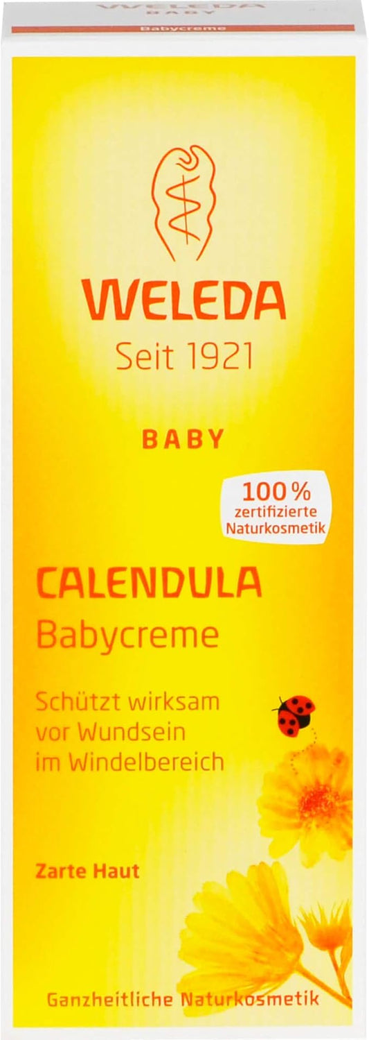 WELEDA Calendula Baby Cream - Protects Sensitive Baby Skin Against Soreness - The Ideal Care for The Diaper Area - Cares Gently & soothes Skin - Promotes Skin Regeneration - 75 ml