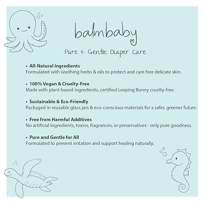 Balm Baby Diaper Balm Stick – Natural Diaper Rash Cream & Multipurpose Baby Skin Ointment with Organic Calendula - Vegan - Soothing, Healing, Moisturizing – Newborn Cradle Cap, Dry Skin (2-Pack)