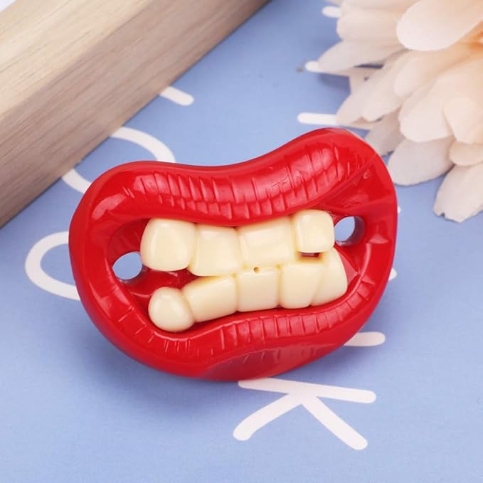 Funny Red Lip Pacifier, Soft Gel Laughing Mouth Soother for Babies Kids Child