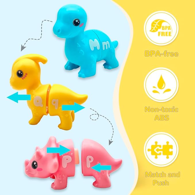 Alphabet Learning Toys, Dinosaur Color Matching Letter Game for Toddlers,Montessori Fine Motor Skills Preschool Learning Toys for 2 3 4 Years Old (26Pcs Dinosaur)