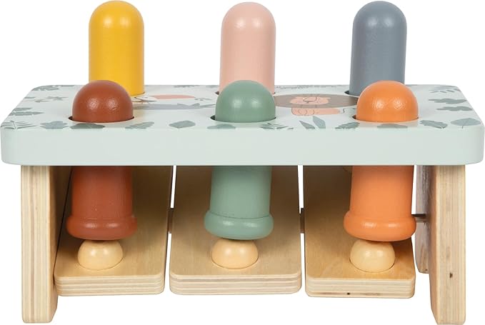small Foot Safari 12740 Knocking Game Made of FSC 100% Certified Wood, Robust Motor Skills Toy with Hammer and Wooden Rods, for Children from 12 Months