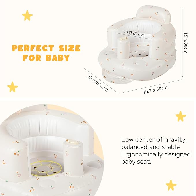 Inflatable Baby Seat for Babies 4-36 Months Inflatable Baby Chair Infant Back Support Sofa Newborn to Toddler Portable Baby Floor Seats for Sitting Up Baby Floor Seater