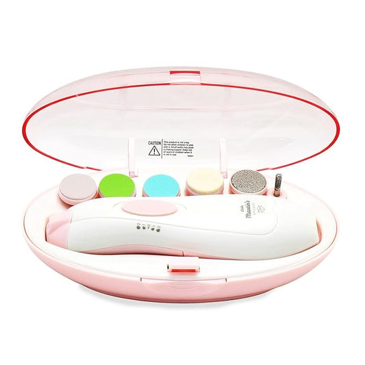 Little Martin’s Drawer Baby Nail Trimmer File with Light - Safe Electric Nail Clippers Kit for Newborn Infant Toddler Kids Toes and Fingernails - Care, Polish and Trim - Battery Operated (AA), Pink