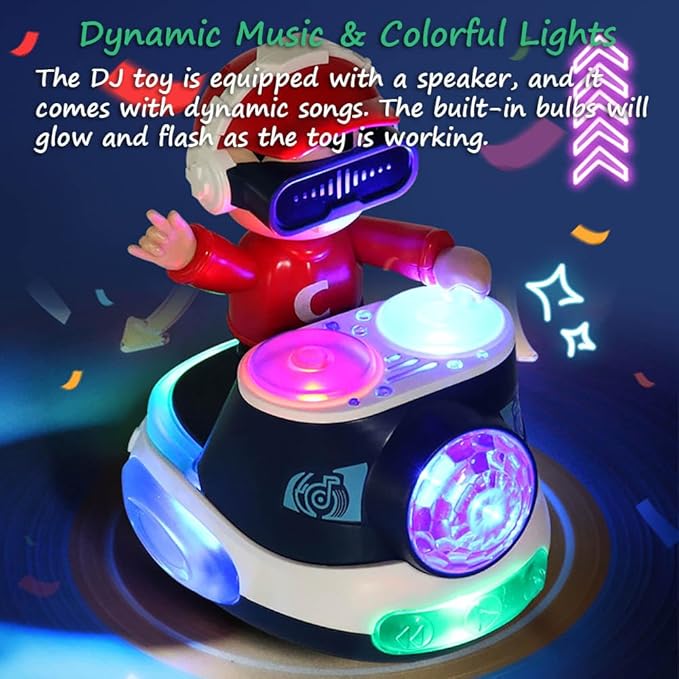 Miracland DJ Dancing Toy, DJ Musical Toy for Toddlers Scratch DJing Boy Dancing with Dynamic Music and Colorful Lights (Blue)