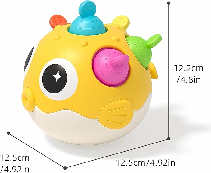 Baby Wobble Toys, Infant Rolypoly Tumbler Musical Wobbler Toy with Silicone Bubble for Teething Sensory Play, Baby Tummy time Toys for Newborn 3 6 12 Months Gifts for Toddler Boys Girls