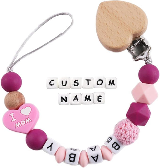 Custom Pacifier Clip with Customized Name Customized Stroller Clip Holder with Name Personalized Pacifier Holder