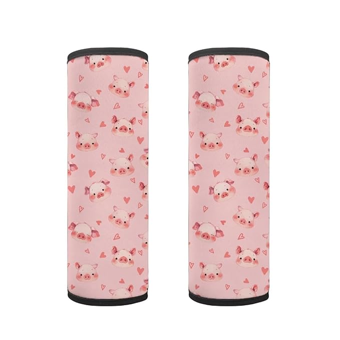 Biyejit Pink Pigs Car Seat Belt Covers for Boys Girls, 2 Pack Carseat Shoulder Padding, Soft Car Seat Neck Cover, Car Seat Straps Shoulder Pads, Mermaid Stroller Strap Cover for Baby Kids