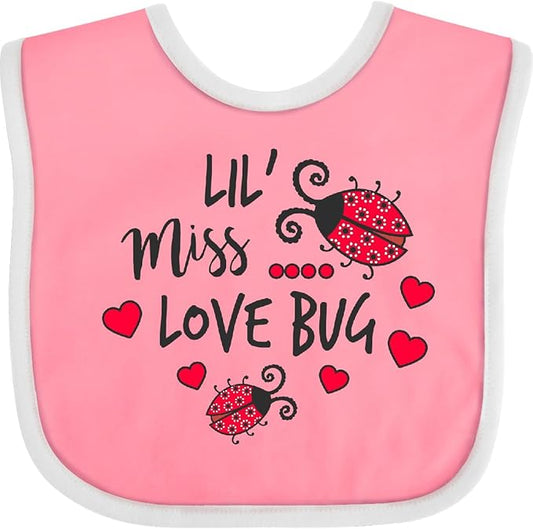 inktastic Lil Miss Love Bug with Lady Bug and Hearts Baby Bib