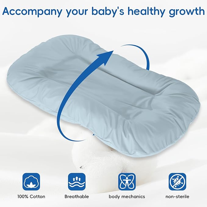 Baby Lounger, Baby Lounger for Newborn 0-24 Months, 100% Breathable Cotton Baby Nest for Tummy Time & Diaper Changes, Portable Infant Essentials for Home & Outdoor(Misty Blue)