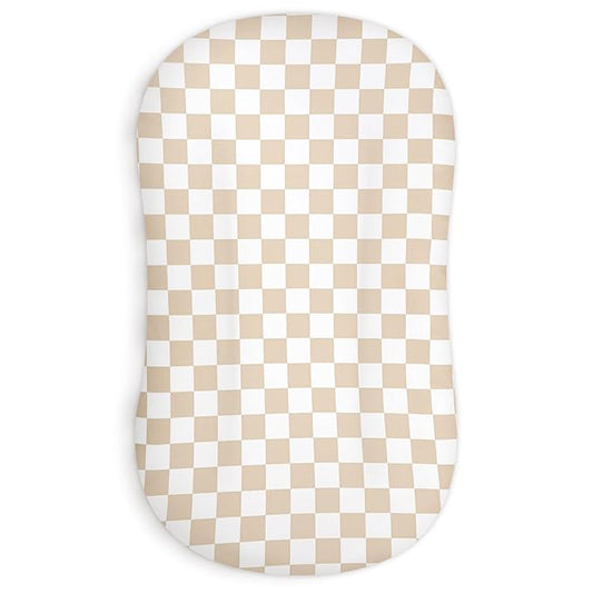 DILIMI Baby Lounger Cover for Boys and Girls, Removable Cover Ultra Soft Comfortable Lounger Slipcover, Light Brown Checkerboard (Lounger not Included)