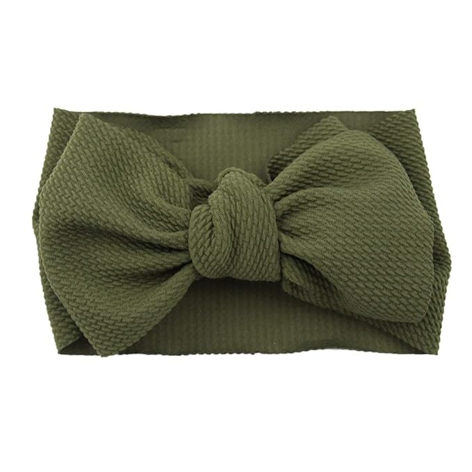 Baby Girl's 8'' Soft Big Bow knot Nylon Headband Toddler Hairband for Photography Travel Party Festivals (Army Green)