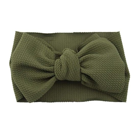 Baby Girl's 8'' Soft Big Bow knot Nylon Headband Toddler Hairband for Photography Travel Party Festivals (Army Green)