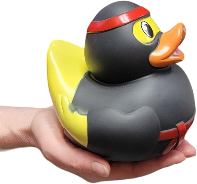 Big Rubber Ducky Collectible Mix (5.5") Alien, Robot, Dinosaur, Splat, Ninja, Confetti, Pink Heart, Yellow, Unicorn and Astronaut. Perfect for Ducking (Ninja)