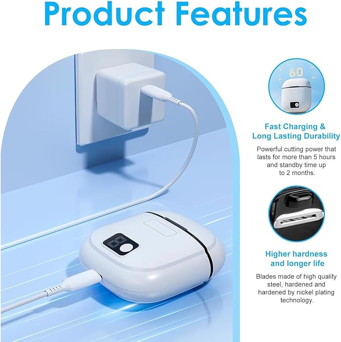 Electric Nail Clipper, 2026 Improved Nail Clippers Set, Includes an Automatic 2-in-1 Nail Clippers (with LED Light & Storage Box), an Oblique Nail Clippers, Ideal for All Your Nail Care Needs - White