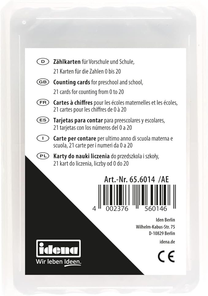 Idena 656014 – Counting Cards, Pack of 21, Numbers from 0-20