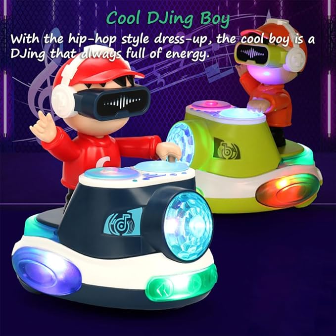 Miracland DJ Dancing Toy, DJ Musical Toy for Toddlers Scratch DJing Boy Dancing with Dynamic Music and Colorful Lights (Blue)