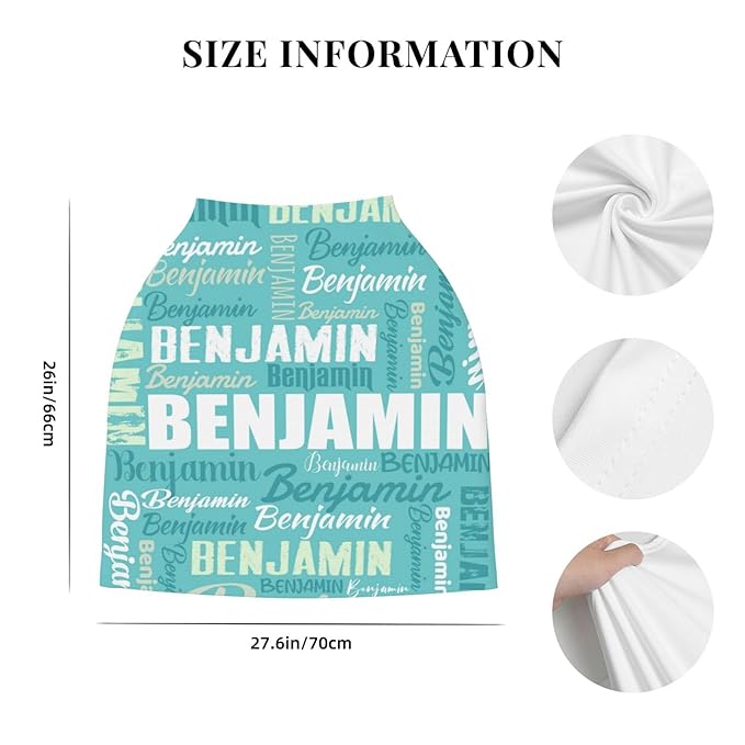 Personalized Baby Car Seat Cover for Boys Girls, Custom Monogram Nursing Covers for Breastfeeding with Name, Infant Stroller Cover, Optional Baby Bib, Baby Swaddle Set for Newborn Infant