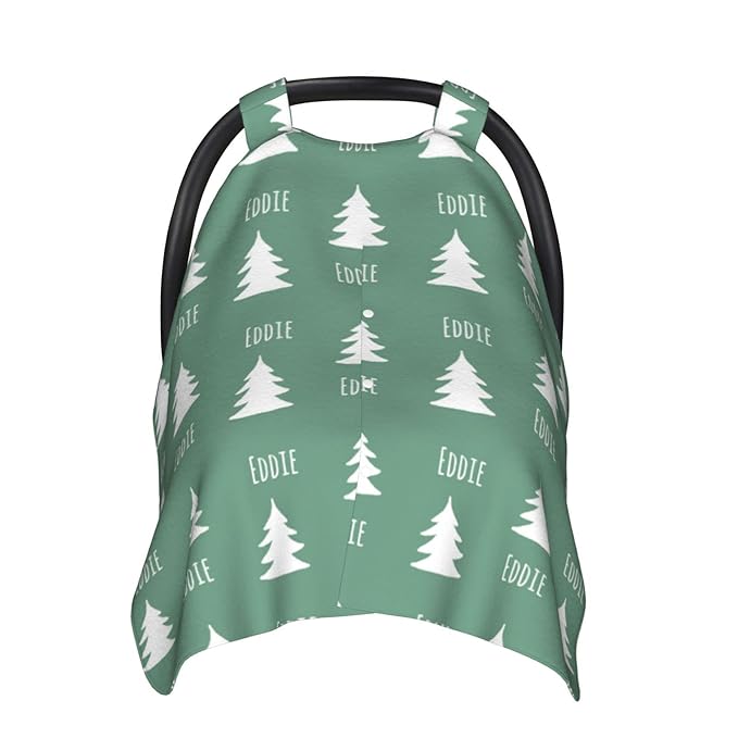 Personalized Baby Car Seat Covers with Name and Pattern for Girls and Boys, Customized Carseat Canopy, Peekaboo Opening Minky Nursing Breastfeeding Cover Car Seat Canopies for Newborn Infant Toddler
