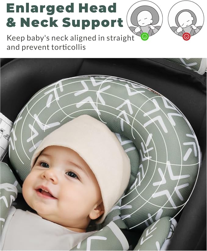 TinlyFinly Newborn Car Seat Insert, Head and Body Support, Reversible Infant Insert Compatible with Baby Carseat, Stroller, Mamaroo Swing, Rocker, Bassinet, Bouncer. Baby Car Seat Cushion - Rabbit