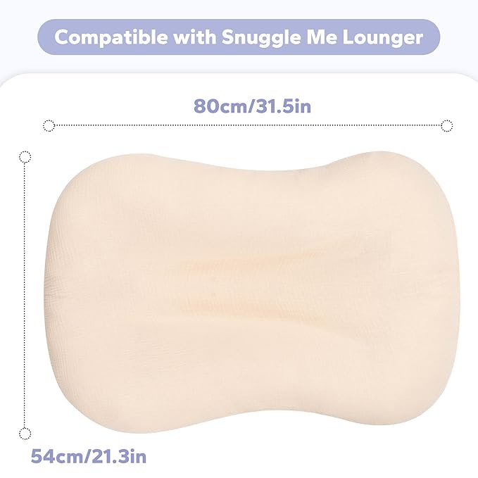 FUNUPUP Muslin Baby Lounger Cover Compatible with Snuggle Me Lounger, Infant Lounger Pillow Cover for Newborn, Removable Newborn Lounger Cover for Boys and Girls, Only Cover, Beige