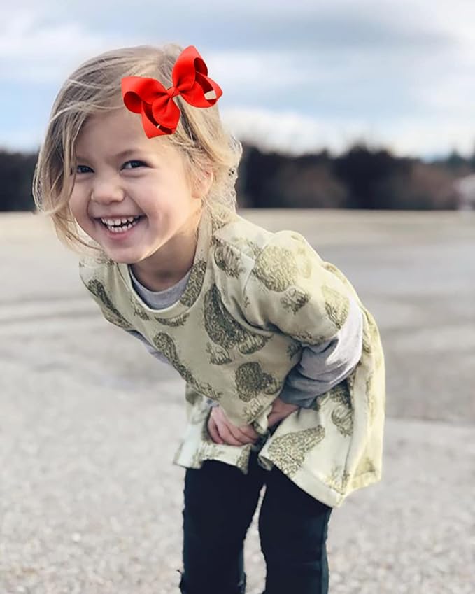 2 PCS 4.5inchs Hair Bows for Girls Grosgrain Ribbon Hair Bow Alligator Clips Hair Accessories for Baby Girls Toddlers(Red)