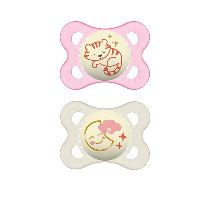MAM Night Pacifiers (2 Pack, 1 Sterilizing Pacifier Case), MAM Pacifiers 0-6 Months & Original Matte Baby Pacifier, Nipple Shape Helps Promote Healthy Oral Development