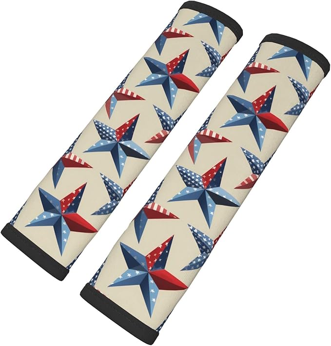 Blue Star Vintage Car Seatbelt Strap Cover Halloween Air Permeability Shoulder Strap Cover, Pack of 2, for Womens Mens Adults