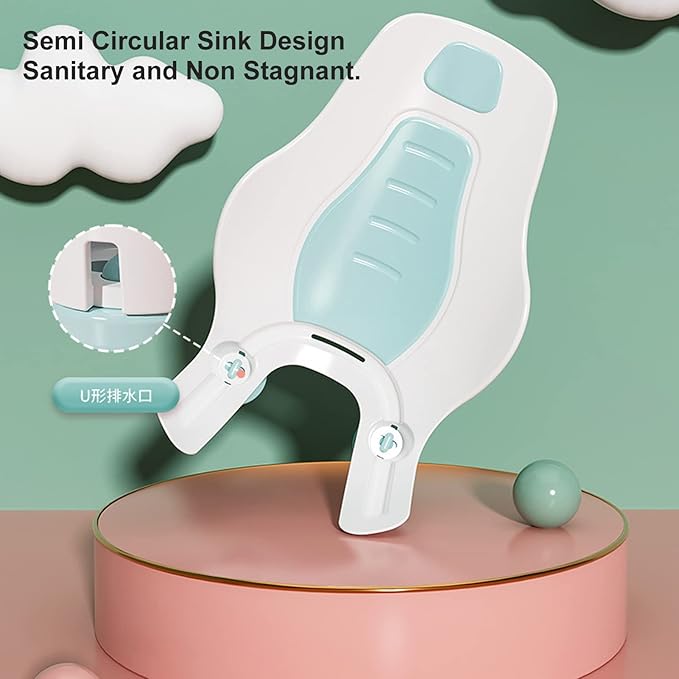 SUNGOOYUE Clean Rinse Baby Bather, Folding Multifunction Portable Plastic Infant Lying Washing Bather for Boy Girl (Green)